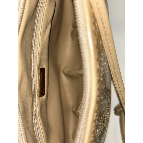 Clemente Vintage Snake Skin Shoulder Purse Tan / Brown With Strap Zipper Closure - Picture 16 of 16